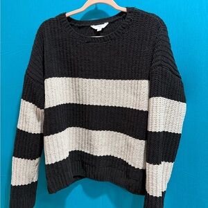 Time and Tru Black and Cream Striped Sweater